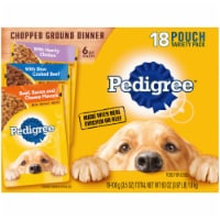 Pedigree Chopped Ground Dinner Chicken Beef & Beef Bacon & Cheese Adult Wet Pouch Dog Food