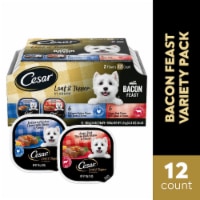 Cesar Loaf & Topper Bacon Feast Rotisserie Chicken & Angus Beef Soft Wet Dog Food Variety Pack