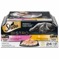 SHEBA PERFECT PORTIONS Bistro Chicken and Salmon in Creamy Sauce Adult Wet Cat Food Variety Pack Perspective: Main