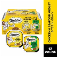 Temptations Bites in Gravy Tasty Chicken and Seafood Medley Adult Wet Cat Food Variety Pack Perspective: Main