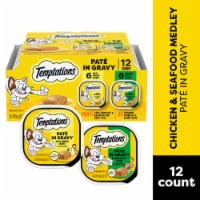 Temptations Paté in Gravy Tasty Chicken and Seafood Medley Adult Wet Cat Food Variety Pack Perspective: Main