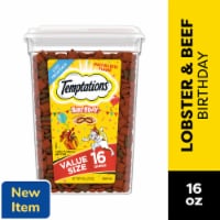 Temptations Birthday Adult Crunchy and Soft Cat Treats Lobster and Beef Perspective: Main