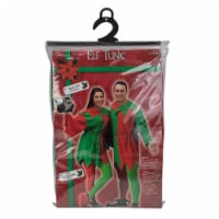 Fun World Red and Green Elf Tunic Adult Christmas Costume with Jingle Bells - One Size