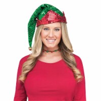Fun World Red and Green Adult Sequin Santa's Helper Hat Christmas Costume - One Size