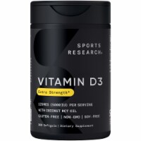 Sports Research Vitamin D3 5000iu, 125mcg Coconut Oil Softgels, 360ct