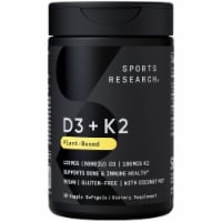 Sports Research Vegan Vitamin D3 + K2, 5000iu D3, 100mcg K2 (30ct)