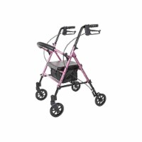 Carex Folding Step 'N Rest Aluminum Rolling Rollator Walker w/ Seat, 250lbs Support