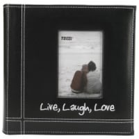 Pioneer Embroidered Stitched Leatherette Photo Album 9 X9 -Live, Laugh & Love - Black