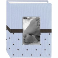 Pioneer Baby Dot Fabric Frame Photo Album 4 X6   -Blue/Brown