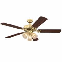 Westinghouse 7233800 52 in. Ceiling Fan with Dimmable LED Light Fixture Polished Brass Finish