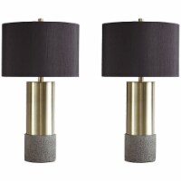 Ashley Furniture Jacek Metal Table Lamp in Gray and Brass (Set of 2)
