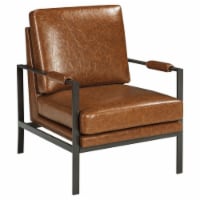 Ashley Peacemaker Faux Leather Accent Chair in Brown