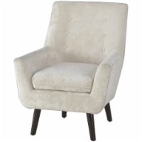 Ashley Zossen Velvet Tufted Accent Chair in Ivory