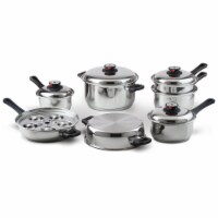 Maxam 9-Element Waterless Cookware Set Durable Stainless Steel Construction, 17 Pieces