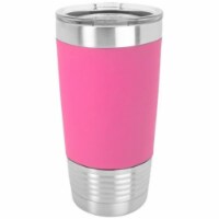 Maxam JDLTM5502 20 oz Stainless Steel Polar Camel Travel Mug with Clear Lid, Pink