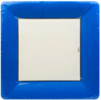 Caspari Grosgrain Border Dinner Plates 8 Pack - Marine Blue/White Perspective: Main