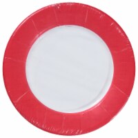 Caspari® Disposable Salad-Dessert Plates - Linen Red Perspective: Main