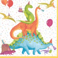 Caspari PartySaurus Cocktail Napkins Perspective: Main