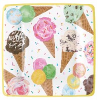 Caspari Paper Salad Plate - Ice Cream Scoop Perspective: Main