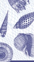 Caspari Paper Guest Hand Towel Napkins - Blue Netting and Shells Perspective: Main