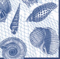 Caspari Netting and Shells Paper Luncheon Napkins - Blue Perspective: Main