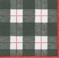 Caspari Plaid Paper Napkins - Gray / White Perspective: Main