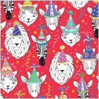Caspari Safari Birthday Red Wrapping Paper Perspective: Main