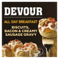 DEVOUR All Day Breakfast All Day Breakfast Biscuits Bacon & Creamy Sausage Gravy Frozen Entree Perspective: Main