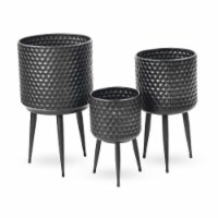 Tripar International 21610 Black Metal Bin Indoor Plant Stands - Set of 3