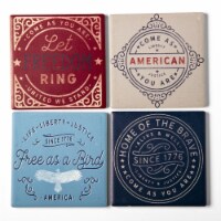 Americana Coaster Assortment Of 4 For Drinks Party Table Home Decor 4Th Of July USA