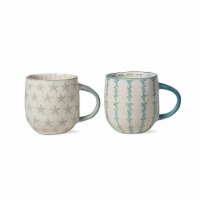 Coastal Stamped Starfish Coffee Tea Hot Chocolate Mug Assortment Of 2 14 oz