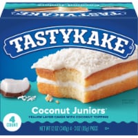 Tastykake Coconut Juniors, 4 Count, 4 Individually Wrapped Coconut Topped Snack Cakes Perspective: Main