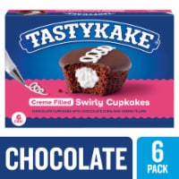 Tastykake Swirly Chocolate Cupkakes, 6 Count, 6 Individually Wrapped Creme Filled Chocolate Cupcakes Perspective: Main