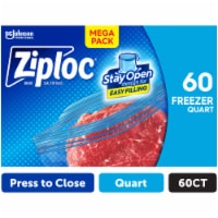 Ziploc Quart Freezer Bags Press to Close 60 Count Perspective: Main