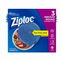 Ziploc® One Press Seal 1.75 Pt Round Storage Container & Lids - Clear/Blue Perspective: Main