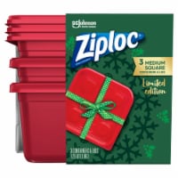 Ziploc® Limited Edition Medium Square Containers & Lids - Red Perspective: Main