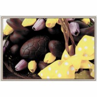 Pictura Basket with Chocolate Candy and Yellow Ribbons Easter Card Perspective: Main