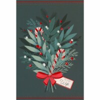 Pictura Bouquet of Blue Branches, Holly Berries, Candy Canes, Red Bow Wife Christmas Card Perspective: Main
