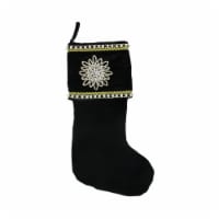 CC Christmas Decor 24  Black and Gold Trimmed Jewel Christmas Stocking