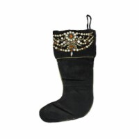 CC Christmas Decor 20  Black and Gold Pearl Beaded Christmas Stocking