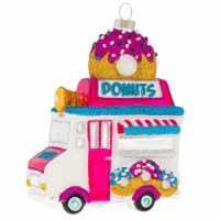 Kat + Annie 4.75 Gliitered Donut Truck Glass Christmas Ornament