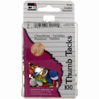 Charles Leonard Inc Vinyl Coated Assorted Thumb Tacks, 100 Ct