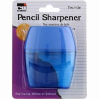 Pencil Sharpener, Deluxe Two-Hole Style with Shaving Receptacle, Assorted Colors