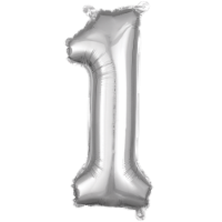 Anagram 78523 16 in. Number 1 Silver Shape Air Fill Foil Balloon Perspective: Main