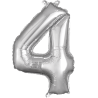 Amscan Air-Filled Number 4 Balloon - Silver Perspective: Main