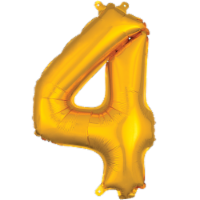 Anagram 78530 16 in. Number 4 Gold Shape Air Fill Foil Balloon Perspective: Main