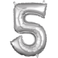 Amscan Balloon Air-Filled Number 5 - Silver Perspective: Main