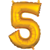 Amscan 3308530 Air‑Filled Number 5 Balloons - Gold Perspective: Main