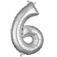 Amscan Balloon Air-Filled Number 6 - Silver Perspective: Main