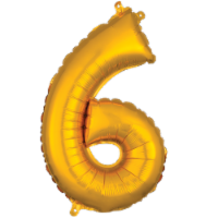 Amscan Air-Filled Number 6 Balloon - Gold Perspective: Main